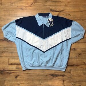 Envoy Vintage 90s Colorblock Chevron Quarter Zip Shirt Blue Mens Big Man 3X NWT